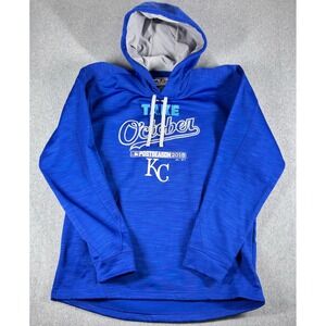Majestic KC Royals Hoodie Mens Blue Large Always October 2015 Post Season MLB